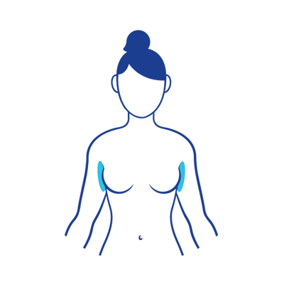 Mulher depilação axilas